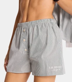 Sporty & Rich Short S.R. Sport Mini Boxer White Forest Stripe*Femme Bas|Lingerie