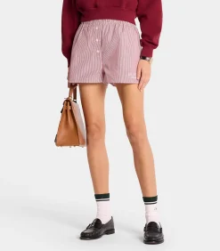 Sporty & Rich Short S.R. Sport Mini Boxer White Red Stripe*Femme Bas|Lingerie