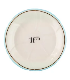 Bonnecaze Soucoupe 1f75 en porcelaine bleu clair / or* Assiettes & Plats