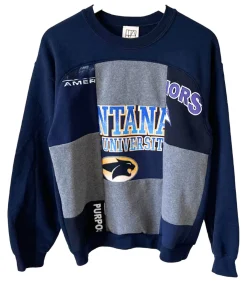 THIANE Sweat-shirt Jack Patchwork Bleu*Femme Mailles & Sweats