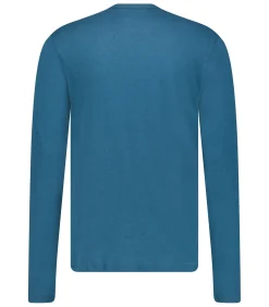 Majestic Filatures Tee-shirt Col Rond Manches Longues Homme Coton et Cachemire Haute Mer*Homme Tee-Shirts