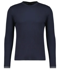 Majestic Filatures Tee-shirt homme Col Rond Manches Longues Coton Marine*Homme Tee-Shirts