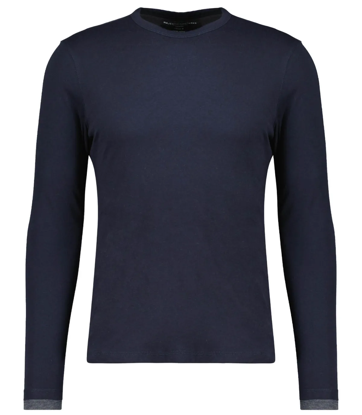 Majestic Filatures Tee-shirt homme Col Rond Manches Longues Coton Marine*Homme Tee-Shirts