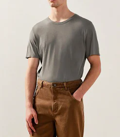 American Vintage Tee-shirt Homme manches courtes Devon Ardoise Vintage*Homme Tee-Shirts