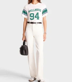 Sporty & Rich Tee-shirt Wellness 94 Rugby White/Alpine/Navy*Femme Hauts