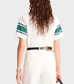 Sporty & Rich Tee-shirt Wellness 94 Rugby White/Alpine/Navy*Femme Hauts