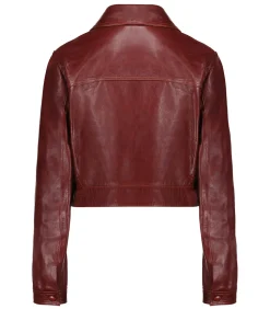 Frame Veste en Cuir Syrah Rouge*Femme Manteaux & Vestes