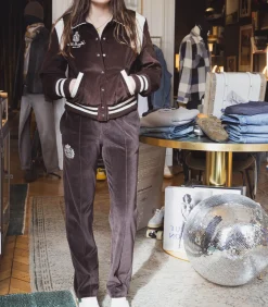 Sporty & Rich Veste Vendome Corduroy Varsity Chocolate/White*Femme Manteaux & Vestes